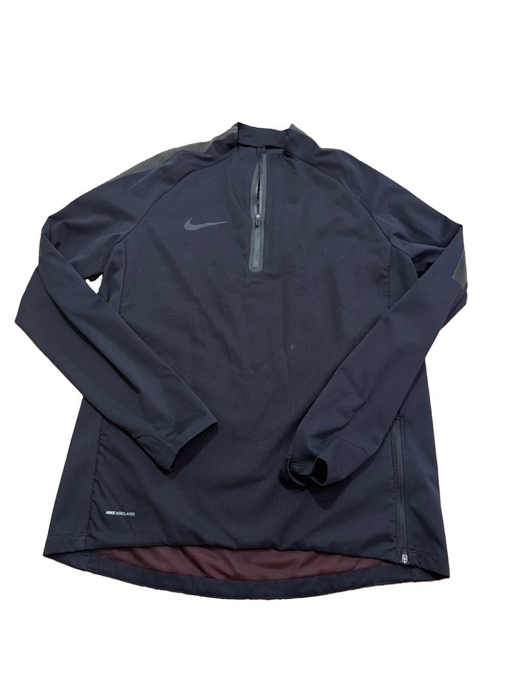 Nike Aerolayer Insulated Running Jacket Large Black Full Zip Preppy Mens